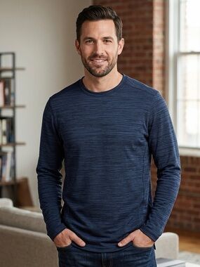 RBX X-Train Men's Navy Blue Heathered Finish Compression Long Sleeve Size XL